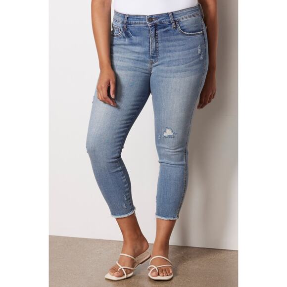 Kut From The Kloth 0 Connie High Rise Fab Ab Crop Jeans Fray Hem Denim Cotton - Picture 11 of 11